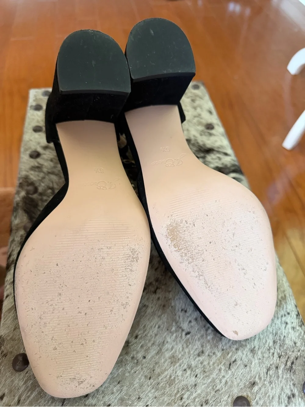 J. Crew Black Suede Ankle-Strap Block Heel Pumps